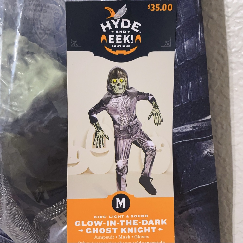 Hyde and Eek Kids Glow-in-the-Dark Ghost Knight Costume Size M(8)